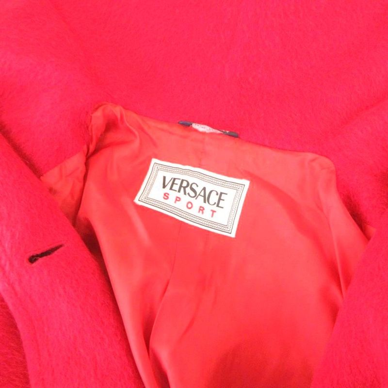 Versace Sport Vintage Coat Sarah Shawl Collar Wool Alpaca Blend Gold Buttons 42