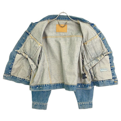 Balenciaga Indigo Reconstruction Swing Denim Jacket 34