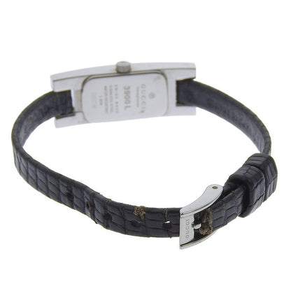Gucci Stainless Steel Leather Quartz Analog Display Black Dial Watch