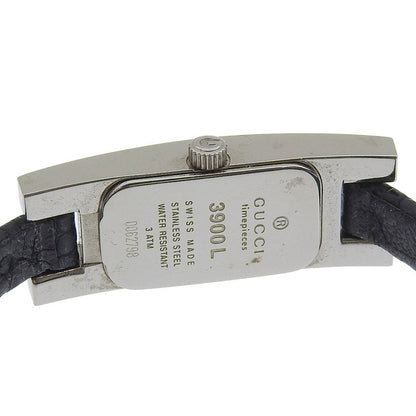 Gucci Stainless Steel Leather Quartz Analog Display Black Dial Watch