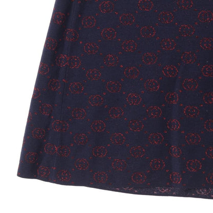 Gucci Interlocking Lame Knit Skirt Navy Red