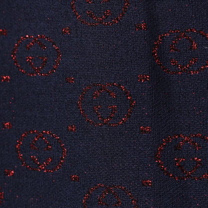 Gucci Interlocking Lame Knit Skirt Navy Red