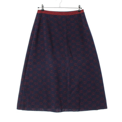 Gucci Interlocking Lame Knit Skirt Navy Red