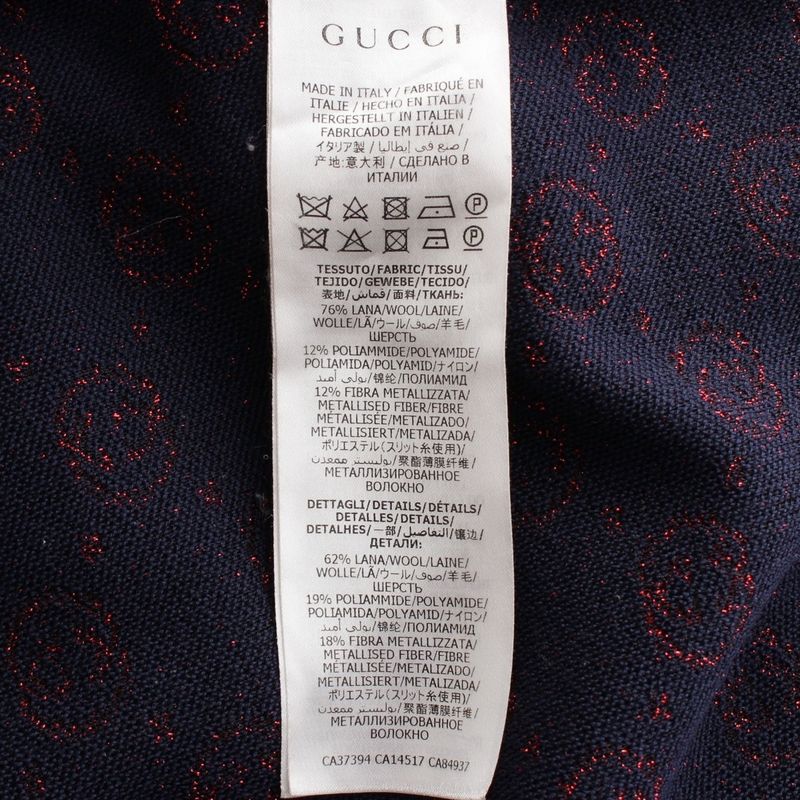 Gucci Interlocking Lame Knit Skirt Navy Red