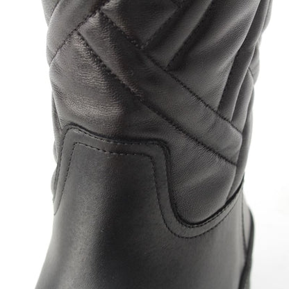 Hermes Leather Fuji Quilted Mosaic Long Boots Shoes Black 36