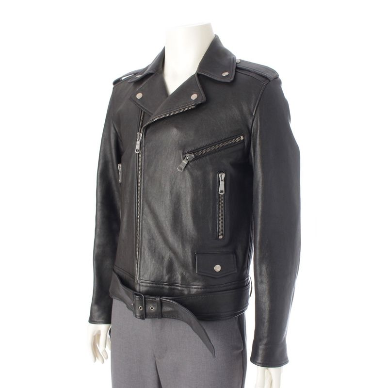 Gucci Tiger Embroidered Biker Jacket Leather Embroidery Fringe Riders