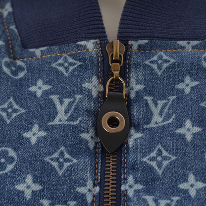 Louis Vuitton Cotton Monogram Denim Cropped Jacket Blue 34