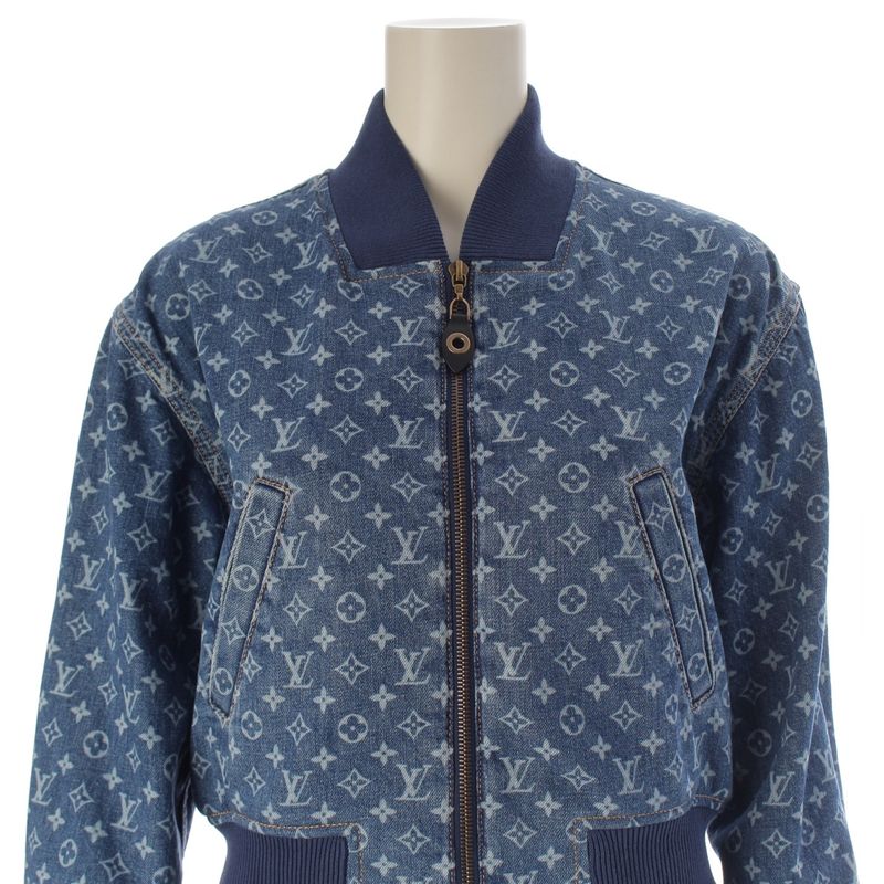 Louis Vuitton Cotton Monogram Denim Cropped Jacket Blue 34