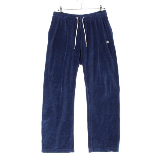 Celine Cotton Triomphe Velvet Track Pants Navy