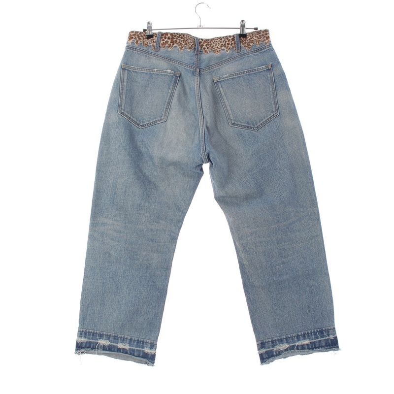 Celine Cotton Wesley Damage Leopard Zuma Wash Denim Pants Blue 33