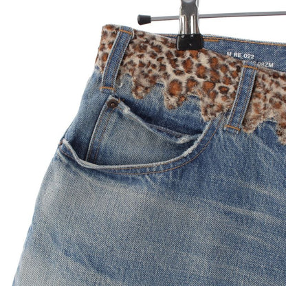 Celine Cotton Wesley Damage Leopard Zuma Wash Denim Pants Blue 33