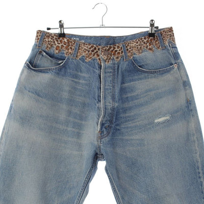 Celine Cotton Wesley Damage Leopard Zuma Wash Denim Pants Blue 33