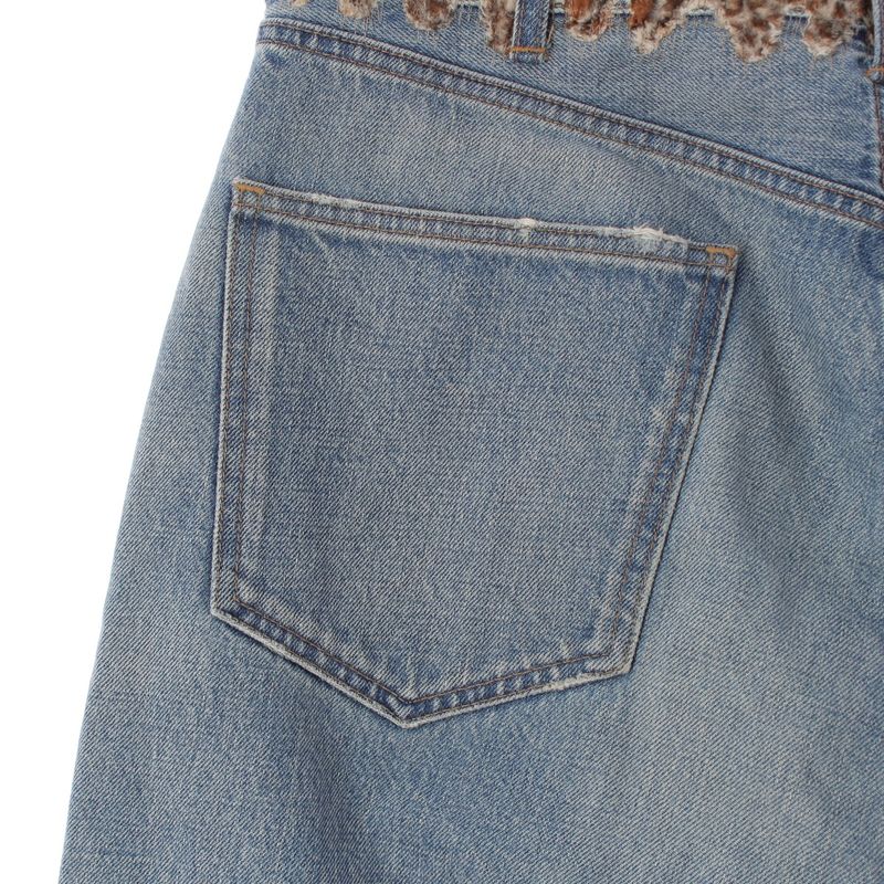 Celine Cotton Wesley Damage Leopard Zuma Wash Denim Pants Blue 33
