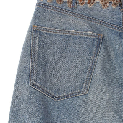 Celine Cotton Wesley Damage Leopard Zuma Wash Denim Pants Blue 33