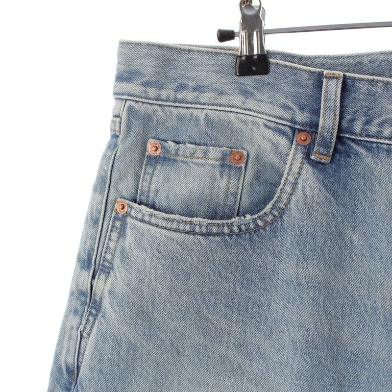 Saint Laurent Cotton Back Logo Loose Fit Denim Jeans Pants Blue 32