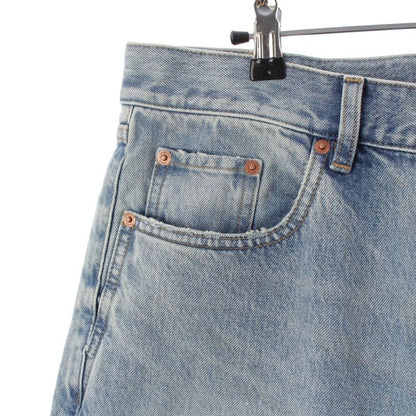 Saint Laurent Cotton Back Logo Loose Fit Denim Jeans Pants Blue 32
