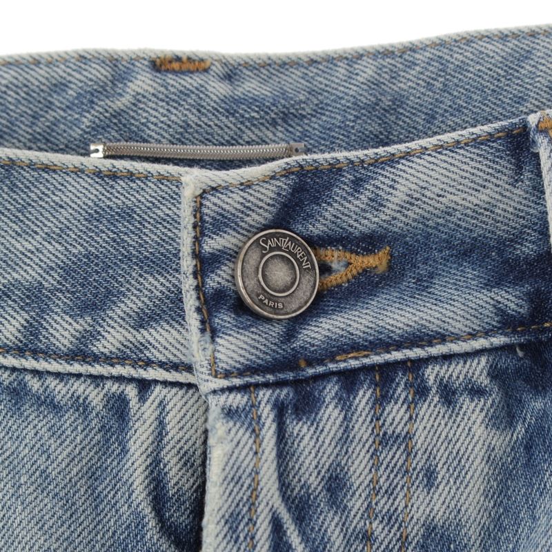 Saint Laurent Cotton Back Logo Loose Fit Denim Jeans Pants Blue 32