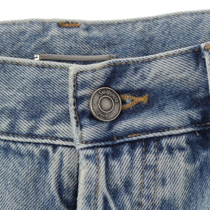 Saint Laurent Cotton Back Logo Loose Fit Denim Jeans Pants Blue 32