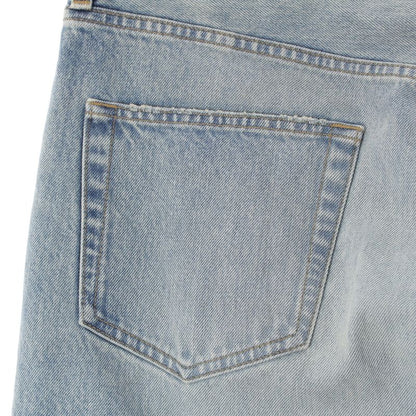 Saint Laurent Cotton Back Logo Loose Fit Denim Jeans Pants Blue 32