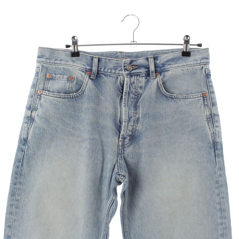 Saint Laurent Cotton Back Logo Loose Fit Denim Jeans Pants Blue 32