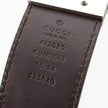 Gucci Leather GG Guccissima Reversible Belt Black Dark Brown