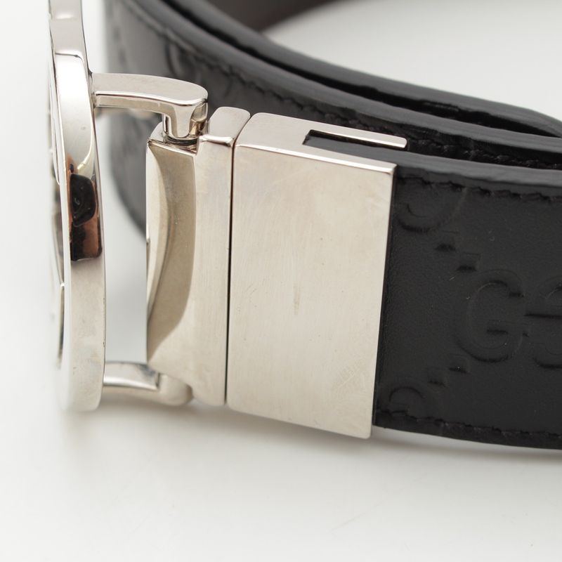 Gucci Leather GG Guccissima Reversible Belt Black Dark Brown