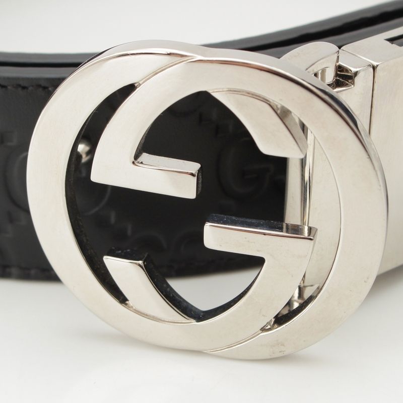 Gucci Leather GG Guccissima Reversible Belt Black Dark Brown