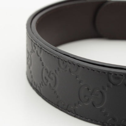 Gucci Leather GG Guccissima Reversible Belt Black Dark Brown