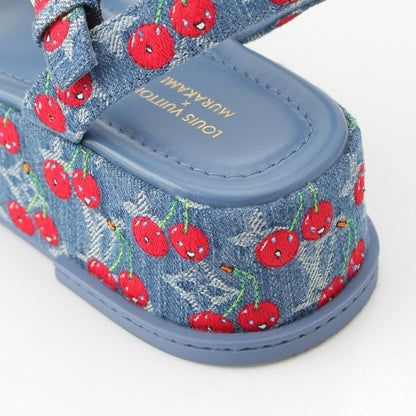 Louis Vuitton Denim Takashi Murakami Cherry Maya Platform Sandals Blue