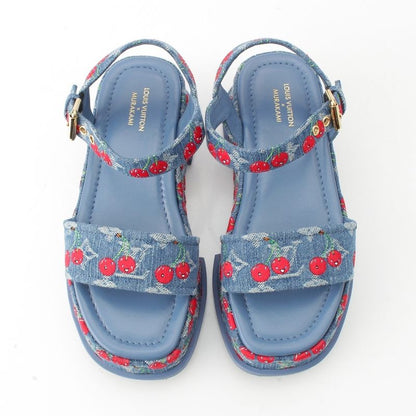 Louis Vuitton Denim Takashi Murakami Cherry Maya Platform Sandals Blue
