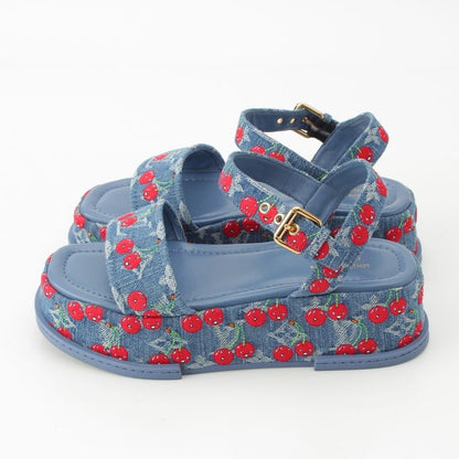 Louis Vuitton Denim Takashi Murakami Cherry Maya Platform Sandals Blue