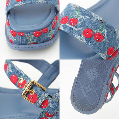 Louis Vuitton Denim Takashi Murakami Cherry Maya Platform Sandals Blue