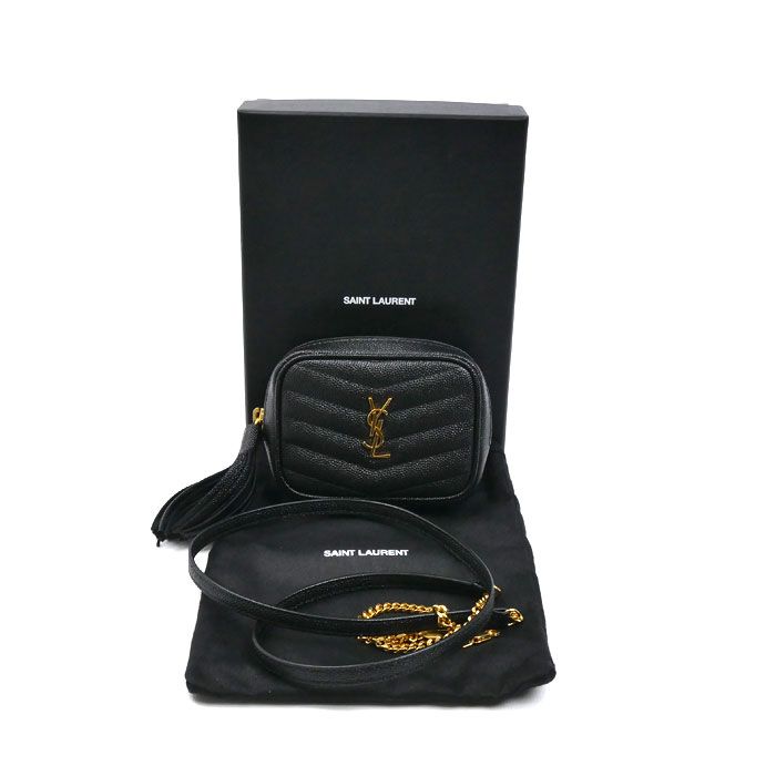 Saint Laurent Baby Leather Chain Shoulder Bag Black