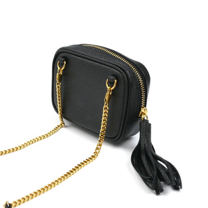 Saint Laurent Baby Leather Chain Shoulder Bag Black