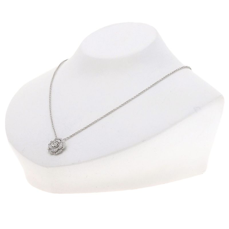 Chanel Camellia Diamond Necklace 18K White Gold