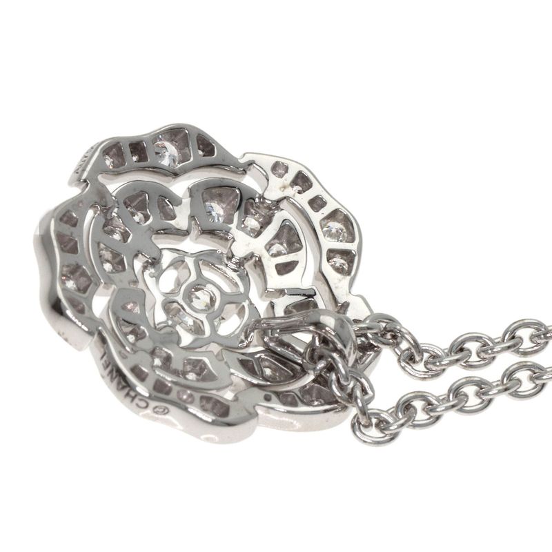 Chanel Camellia Diamond Necklace 18K White Gold