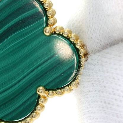 Van Cleef & Arpels Magic Alhambra 3 Motif Malachite Earrings 18K Yellow Gold