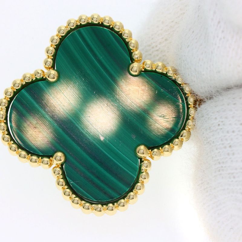 Van Cleef & Arpels Magic Alhambra 3 Motif Malachite Earrings 18K Yellow Gold