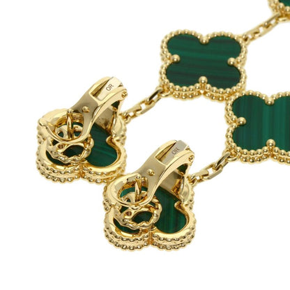 Van Cleef & Arpels Magic Alhambra 3 Motif Malachite Earrings 18K Yellow Gold