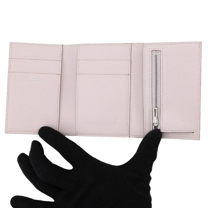 Hermes Trifold Wallet Bearn Combination Mauvepere Silver Epsom Mauve Pale