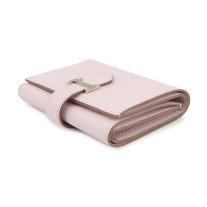 Hermes Trifold Wallet Bearn Combination Mauvepere Silver Epsom Mauve Pale