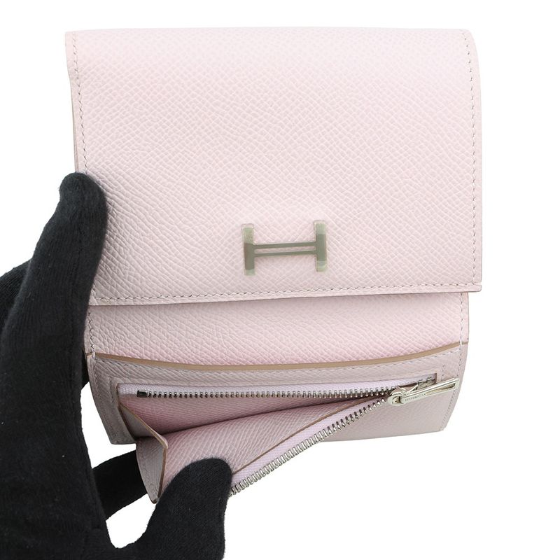 Hermes Trifold Wallet Bearn Combination Mauvepere Silver Epsom Mauve Pale