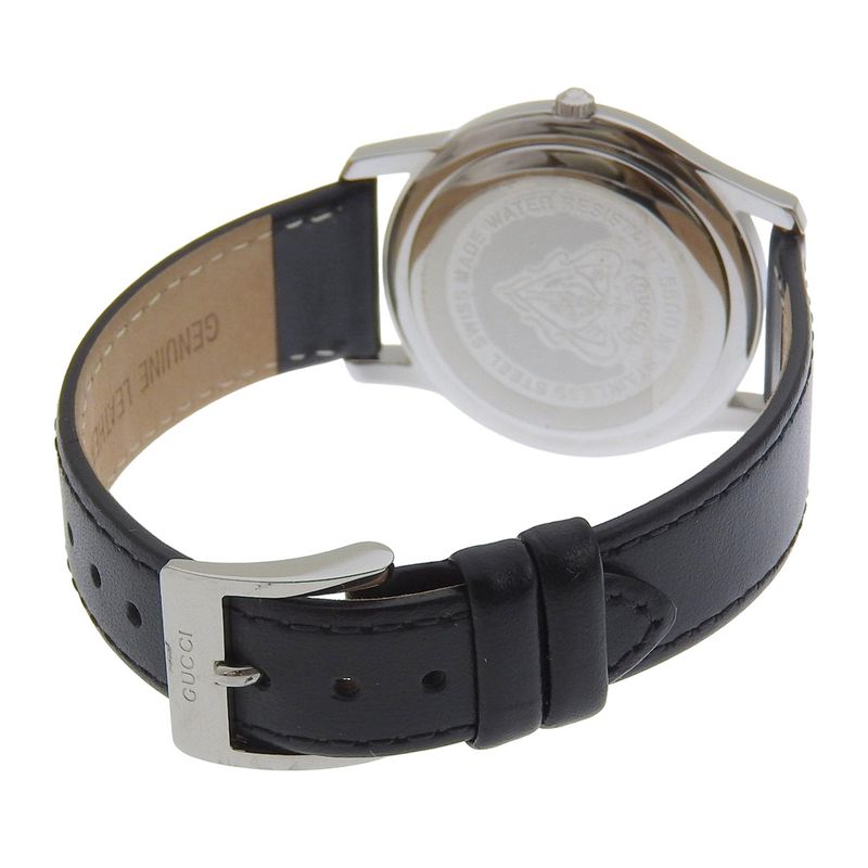 Gucci Class Stainless Steel Leather Quartz Analog Display Black Watch