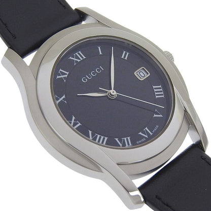 Gucci Class Stainless Steel Leather Quartz Analog Display Black Watch