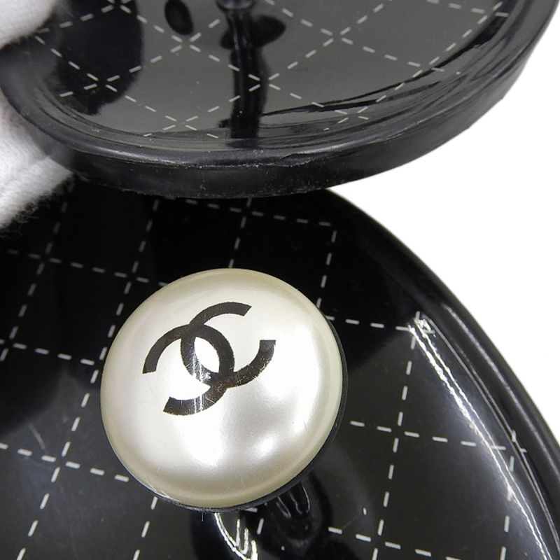 Chanel CC Logo Back Strap Rubber Thong Sandals Black 37