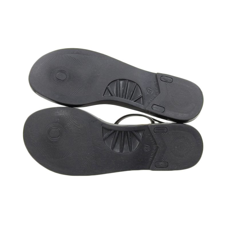 Chanel CC Logo Back Strap Rubber Thong Sandals Black 37