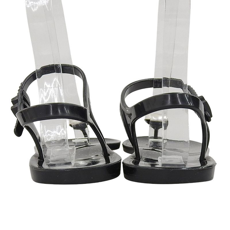 Chanel CC Logo Back Strap Rubber Thong Sandals Black 37