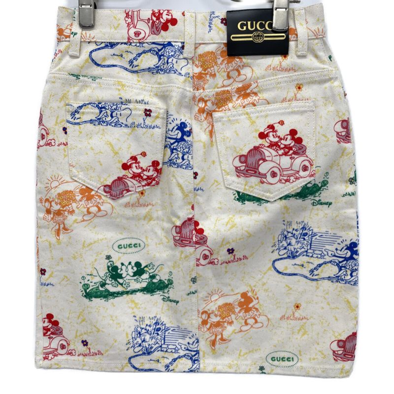Gucci Ivory Colorful Print Mini Denim Skirt 38