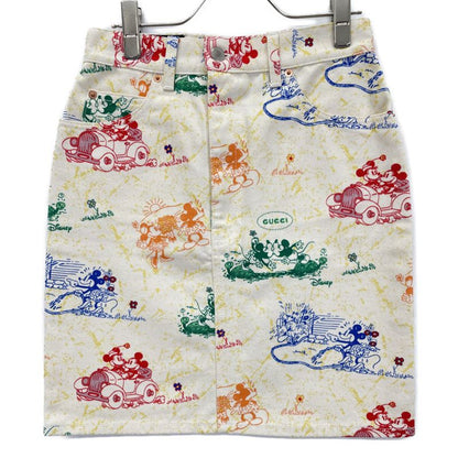 Gucci Ivory Colorful Print Mini Denim Skirt 38