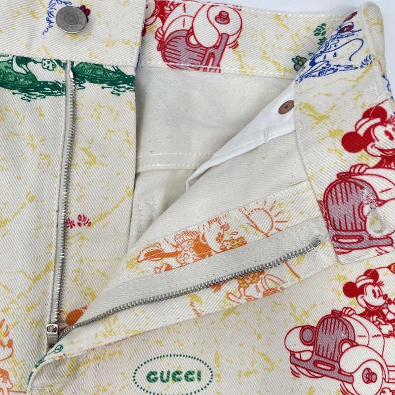Gucci Ivory Colorful Print Mini Denim Skirt 38